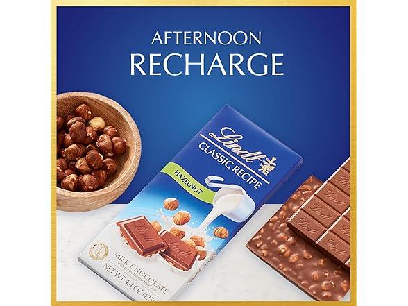 12-Pack 4.4oz Lindt Classic Recipe Hazelnut Milk Chocolate Bars thumbnail 2