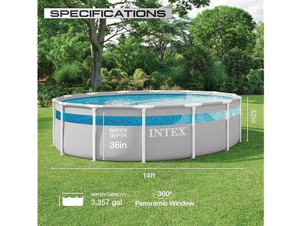 Intex Prism Frame Clearview Premium Above Ground Pool Set (14' x 42") thumbnail 4