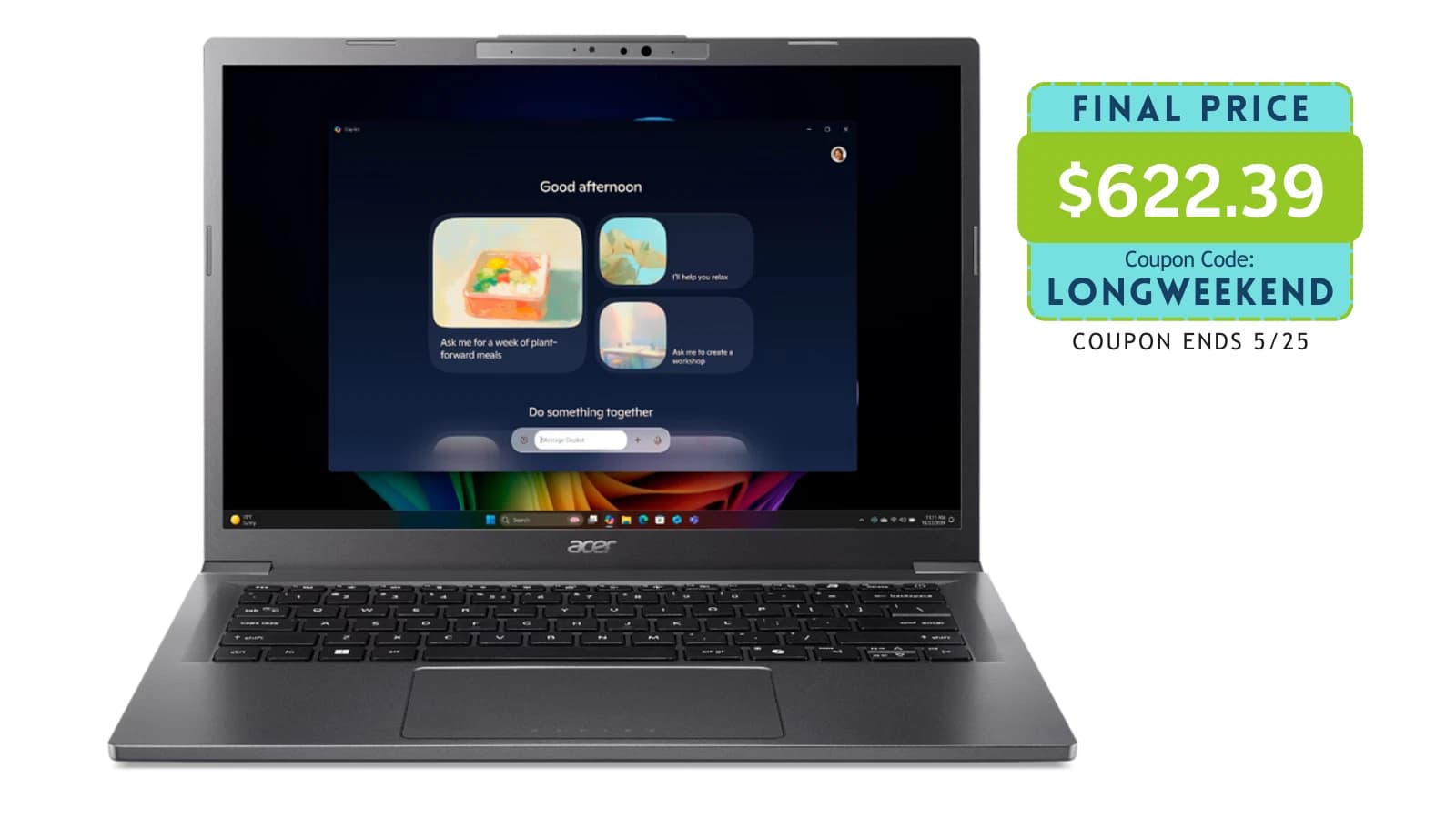 Laptop Acer Aspire 14 AI: Core Ultra 9, 32GB RAM, 1TB SSD (Reacondicionada Certificada)