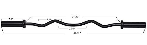 Signature Fitness Powergainz Standard Olympic Super Curl Barbell Curl Bar Threaded Curl Bar, 48 inch,Black thumbnail 4