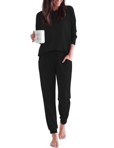 Conjunto de Pijama y Descanso Ekouaer para Mujer: 2 Piezas con Manga Larga