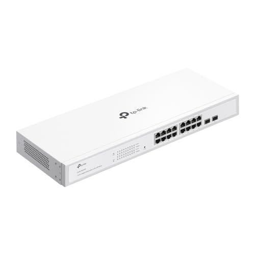 TP-Link Festa FS318G 18 Port Gigabit Smart Managed Network Switch - 16 RJ45 Ports & 2 SFP Slots, Free Cloud Access, Static Routing, Vlan, IGMP Snooping, Rack-mountable, fanless, Do