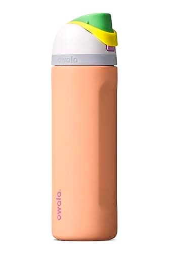 Owala FreeSip Insulated Stainless Steel Water Bottle with Straw, BPA-Free Sports Water Bottle, Great for Travel, 24 Oz, Peachy Keen