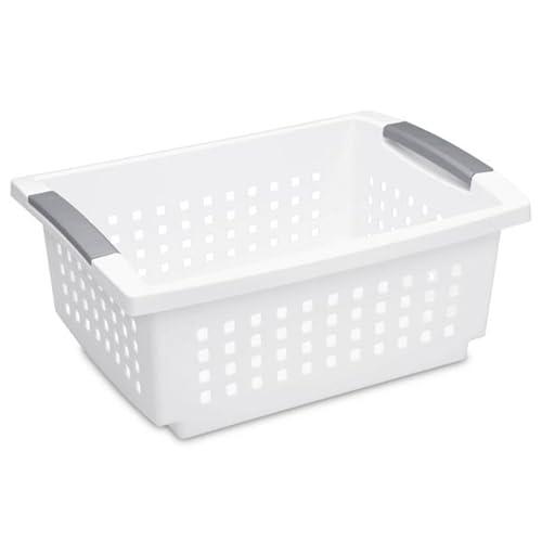 Sterilite: 10 Canastas Organizadoras Apilables Blancas para Cocina, Baño y Hogar