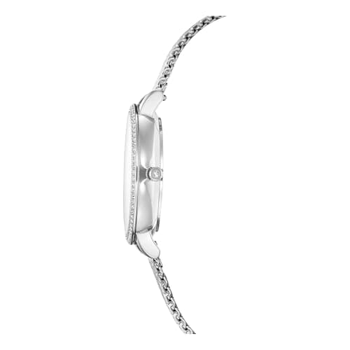 Miniatura de Reloj Swarovski Clarica, hecho en Suiza, brazalete de metal, tono plateado, acero inoxidable 5