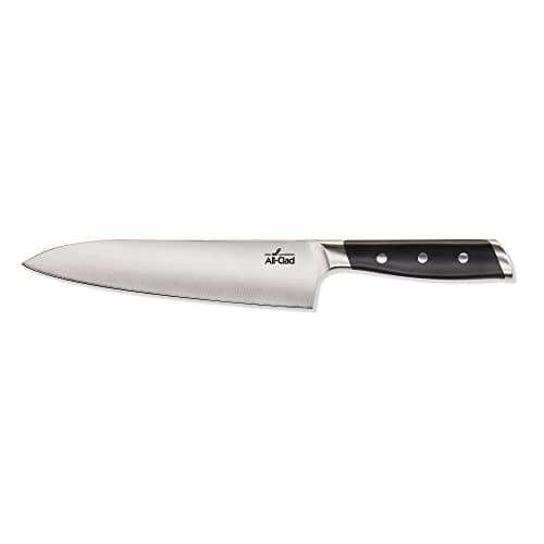 All-Clad Forged German Stainless Steel Chef's Knife, 8 inch | Fully Forged, Sharp and Cryo-hardened blades, Expert Precision with 26-degree cutting edge, Triple-riveted handle