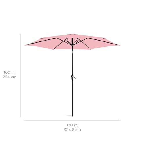Best Choice Products 10ft Outdoor Patio Umbrella, Outdoor Table Umbrella, Yard Umbrella, Market Umbrella with 8 Sturdy Ribs, Push Button, Tilt and Crank - Carnation thumbnail 7