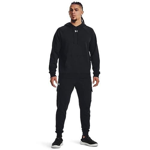 Sudadera Under Armour Rival Fleece Hombre Negra/Blanca (Talla Grande)