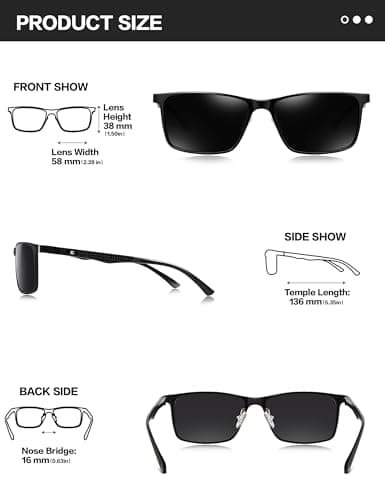 BIRCEN Polarized Mens Sunglasses for Driving: UV Protection Al-Mg Metal Sunglasses Lightweight Shades for Fishing Travel Golf thumbnail 4