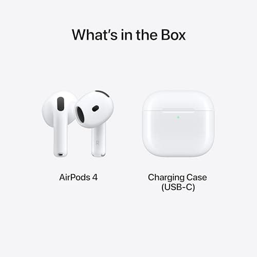 Apple AirPods 4 Wireless Earbuds, Bluetooth Headphones, Personalized Spatial Audio, Sweat and Water Resistant, USB-C Charging Case, H2 Chip, Up to 30 Hours of Battery Life, Effortl thumbnail 6