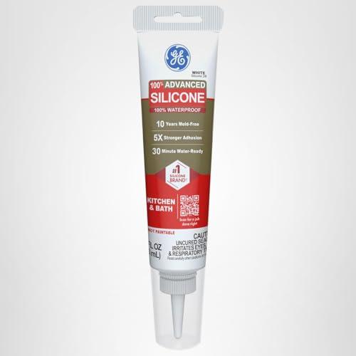 Sellador de Silicón Avanzado GE para Cocina y Baño, Blanco - ¡Adhesión 5X Más Fuerte!