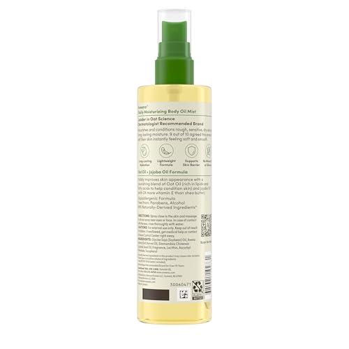 Aveeno Daily Moisturizing Dry Body Oil Mist with Oat & Jojoba Oil for Dry, Rough, Sensitive Skin, Lightweight, Non-Greasy, Body Spray, Paraben, Silicone & Phthalate-Free, 6.7 fl oz thumbnail 9