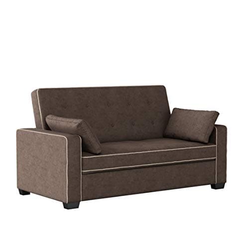 Serta Ainsley 72.6" Convertible Sleeper Sofa, Queen Size, Dreamcoil Comfort, Soft Woven Fabric, Java thumbnail 7
