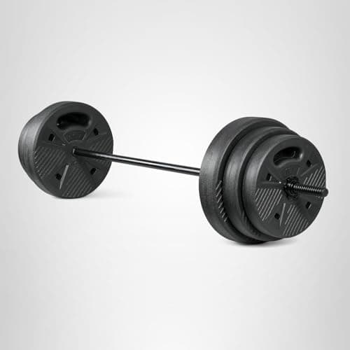 CAP Threaded Barbell Set with 100 LB Cement Grip Plates | 47" Threaded Bar, 25LB / 15LB / 10LB Grip Plates, Star Collars, Home Gym Weight Set for Strength Training thumbnail 8