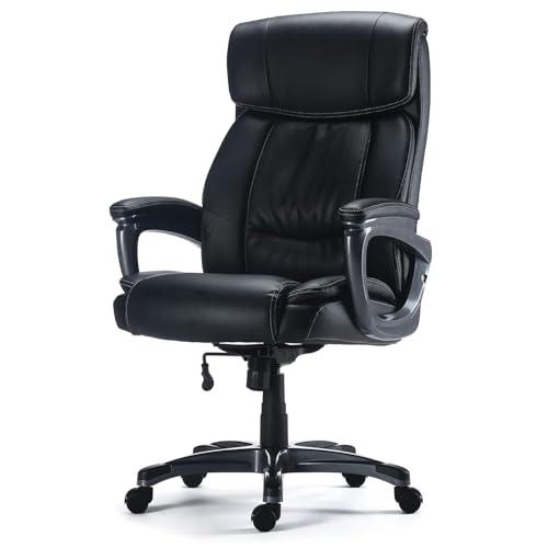 STAPLES Lockland Ergonomic Managers Office Chair, Big & Tall Cushioned, Adjustable Height, Metal Frame, Bonded Leather, for Workspace, Home, or Gaming, Black