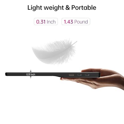 Yxk Portable Monitor 15.6 Inch 1080P USB-C HDMI Ultra-Slim Travel Monitor with Kickstand, for Laptop, PC, Mac Phone, PS, Xbox, Swich IPS Ultra-Thin Zero Frame Gaming