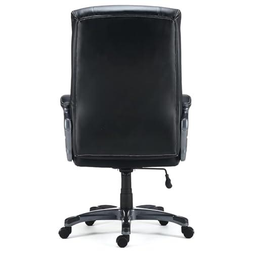 STAPLES Lockland Ergonomic Managers Office Chair, Big & Tall Cushioned, Adjustable Height, Metal Frame, Bonded Leather, for Workspace, Home, or Gaming, Black