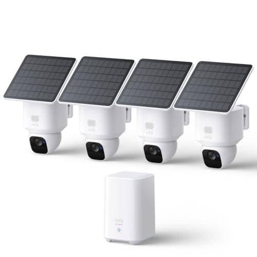 eufy Security SoloCam E30, 4-Cam Pack Kit, Security Cameras Wireless Outdoor, Solar Camera Outdoor Wireless, 360° Pan, AI Tracking, 2K Clarity, No Monthly Fee, Built-in Local Stora