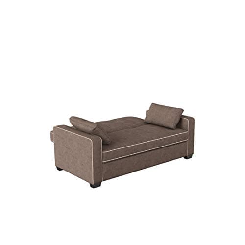 Serta Ainsley 72.6" Convertible Sleeper Sofa, Queen Size, Dreamcoil Comfort, Soft Woven Fabric, Java thumbnail 9