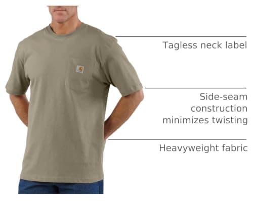 Carhartt Men's Iconic K87 Pocket T-Shirt, Desert, Large thumbnail 6