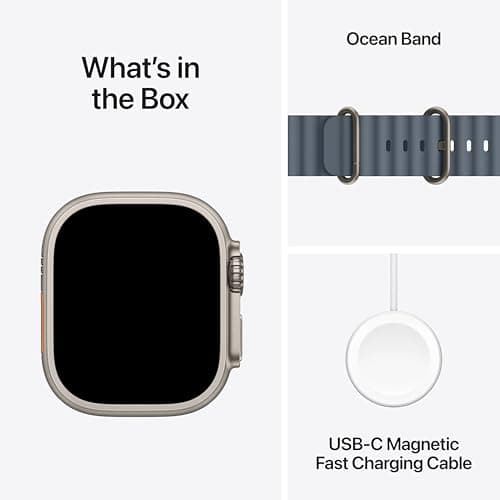 Apple Watch Ultra 3 [GPS + Cellular 49mm] Running & Multisport Smartwatch w/Rugged Titanium Case w/Anchor Blue Ocean Band. Satellite Communications, Advanced Health & Fitness Track