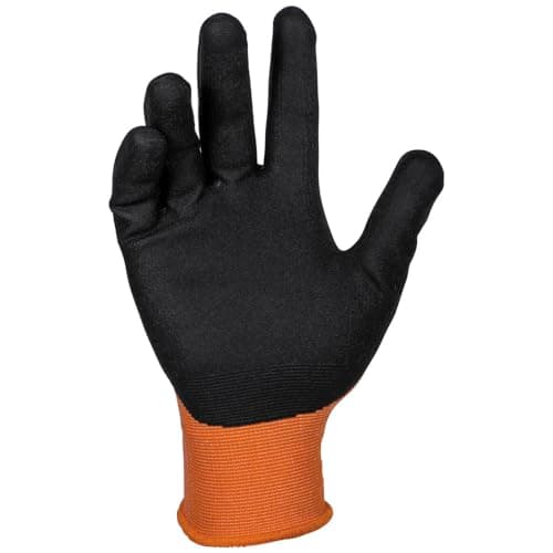 Klein Tools 60581 Work Gloves, Knit Dipped Cut Resistant ANSI A1 Nitrile Coated Gloves, Nylon-Spandex, Touchscreen Capable, Large, 2-Pair