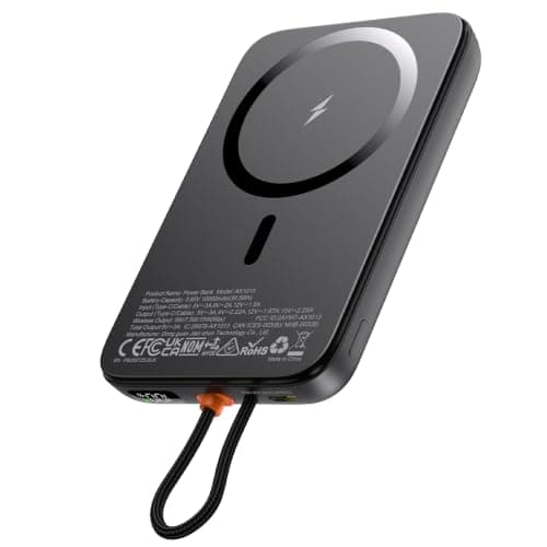 AsperX Magnetic Power Bank, 10,000mAh Magnetic Battery Pack Built-in USB C Cable 22.5W PD Fast Charging, LCD Display, Wireless Portable Charger Compatible with iPhone 17/16/15/14/1