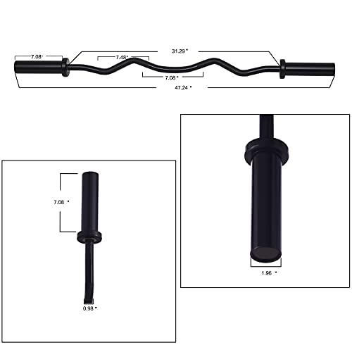 Signature Fitness Powergainz Standard Olympic Super Curl Barbell Curl Bar Threaded Curl Bar, 48 inch,Black thumbnail 5