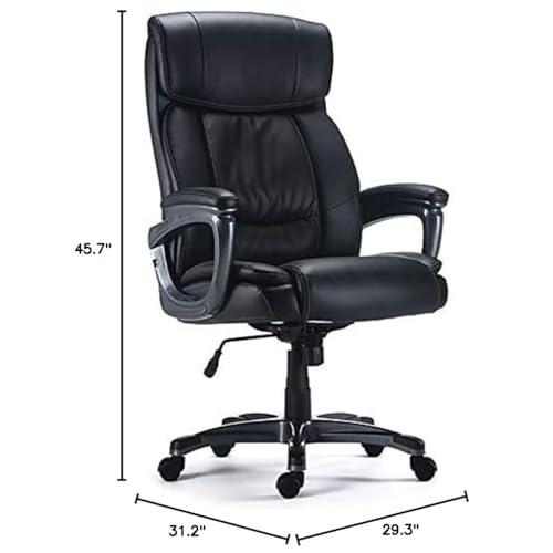 STAPLES Lockland Ergonomic Managers Office Chair, Big & Tall Cushioned, Adjustable Height, Metal Frame, Bonded Leather, for Workspace, Home, or Gaming, Black