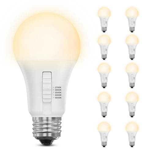 Feit Electric A19 LED Light Bulb, 60W Replacement, Dimmable, Selectable Color Temperatures (2700K-5000K), 800 Lumens, General Purpose Light Bulbs, 15,000-Hour Lifetime, OM60DM/5CCT thumbnail 2