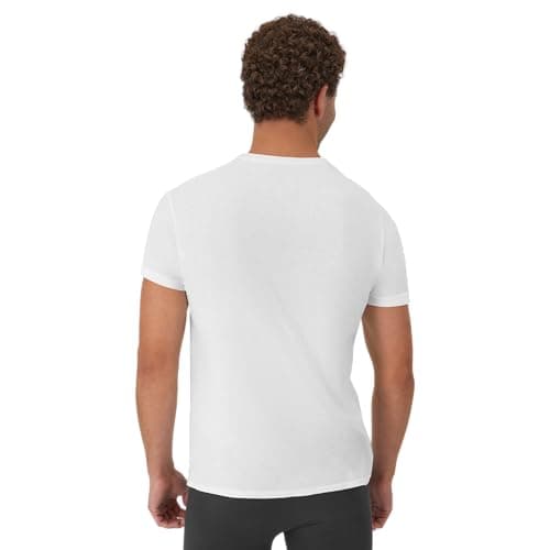 Hanes Mens Cotton, Moisture-wicking Crew Tee Undershirts, Multi-packs, White - 6 Pack, Medium US thumbnail 4