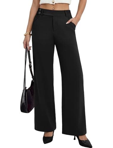 Sampeel Dress Pants for Women Work Pants Wide Leg Palazzo Business Casual Outfits Office Black Slacks Fashion Clothing Summer Outfits Vacation Spring Clothes Stretchy Trouser Pocke