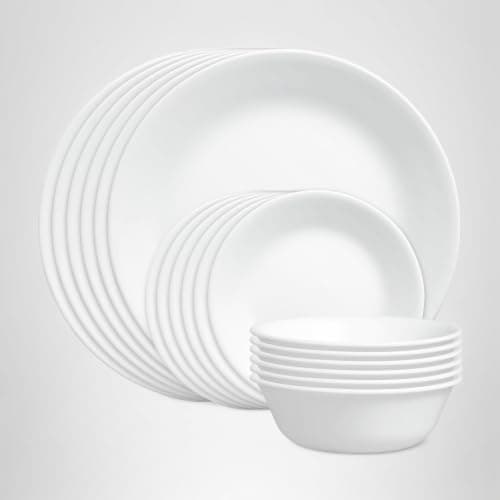 Miniatura de Vajilla Corelle Vitrelle 18 Piezas para 6 Personas - Vidrio de Triple Capa Resistente y Ligero, Blanco Invernal 10