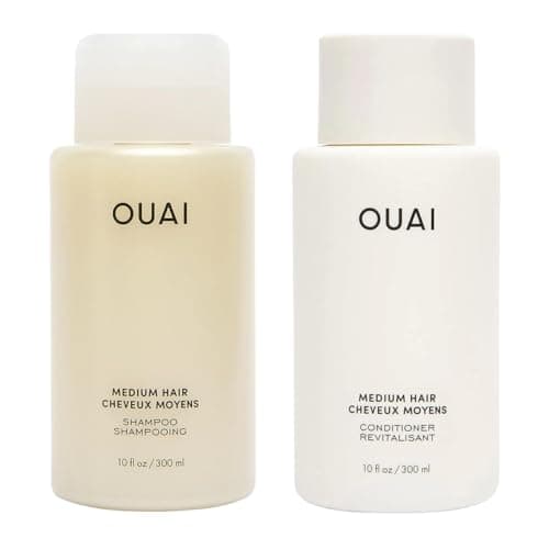 OUAI Medium Hair Shampoo and Conditioner Set - Sulfate-Free Shampoo and Conditioner for Women & Men - Made with Keratin, Shea Butter & Avocado Oil - Free of Parabens & Phthalates (