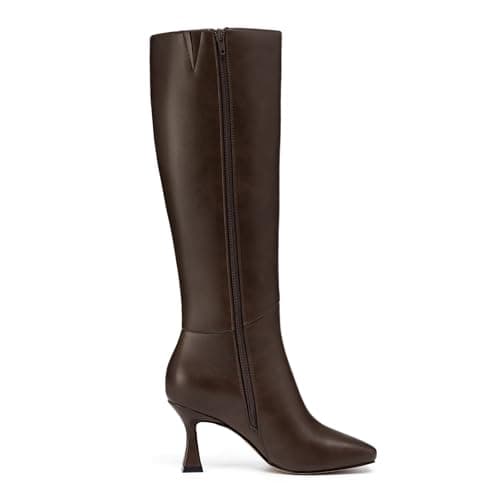 Miniatura de Botas Altas Athlefit con Tacón Gatito y Punta Cuadrada para Mujer, Café 4