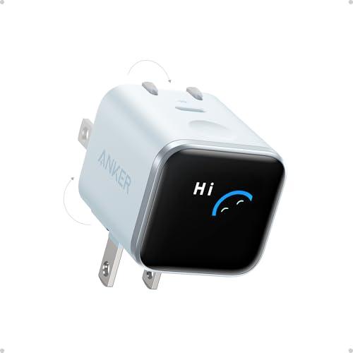 Cargador Anker Nano USB C 45W con Pantalla Inteligente, Enchufe Plegable y Modo Cuidado (Azul)