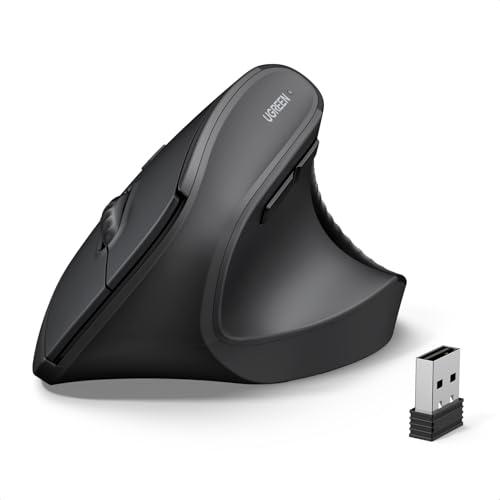 UGREEN Ergonomic Mouse, Wireless Bluetooth Vertical Mouse, Dual-Mode (BT 5.4 & USB 2.4G), Quiet Clicks, 4 Adjustable DPI (1000/1600/2000/4000), Compatible with Windows/Mac/Linux/An