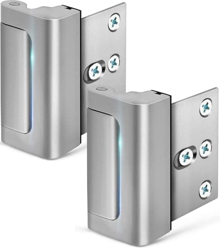 Home Security Door Lock, 2 Pack Childproof Door Reinforcement Lock with 3 Inch Stop Withstand 800 lbs for Top Front Inward Swinging Door, Upgrade Flip High Night Lock to Defend You