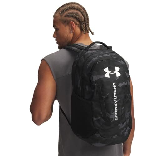 Under Armour Unisex Hustle 6.0 Backpack, (007) Black/Black/Metallic Silver, One Size Fits Most thumbnail 2