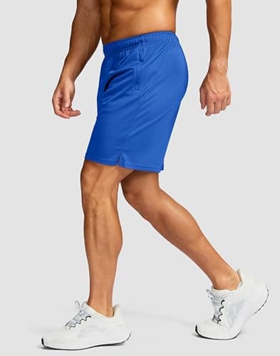 G Gradual Men's 7" Workout Running Shorts Quick Dry Lightweight Gym Shorts with Zip Pockets (Blue Large) thumbnail 2