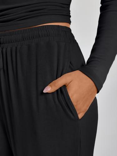 LILLUSORY Lounge Sets for Women Two 2 Piece matching Loungewear Sets Women Winter Clothing 2025 Fall Fashion Travel Airport Outfits Sweatsuits Casual Cute Clothes Black M