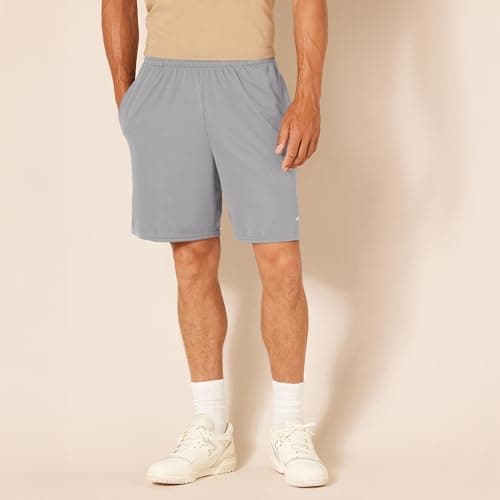 Miniatura de Shorts Deportivos Amazon Essentials para Hombre: Transpirables y Corte Holgado, Paquete de 2 (Gris/Azul Marino, Chico) 3
