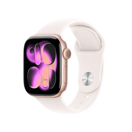 Apple Watch Series 11 [GPS 42mm] Smartwatch with Rose Gold Aluminum Case with Light Blush Sport Band - S/M. Sleep Score, Fitness Tracker, Health Monitoring, Always-On Display, Wate