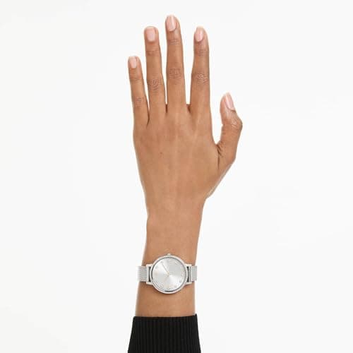 Miniatura de Reloj Swarovski Clarica, hecho en Suiza, brazalete de metal, tono plateado, acero inoxidable 7