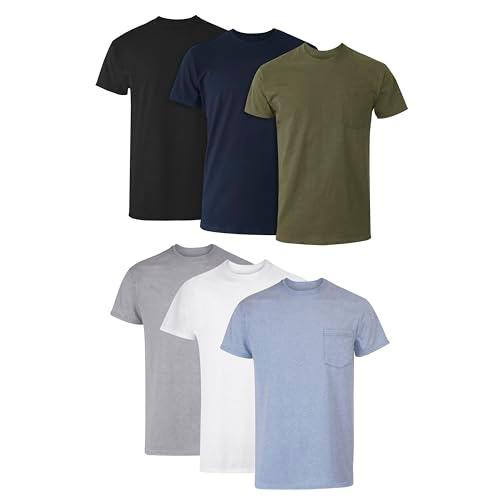 Paquete de 6 Playeras Hanes para Hombre con Bolsillo, Anti-Olor y Anti-Humedad