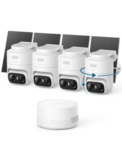eufy Security eufyCam C37 4-Cam Kit, 360° Pan and Tilt Auto Tracking, Security Cameras Wireless Outdoor, 2K Solar Powered, Human/Vehicle/Pet/Face AI Detection, No Monthly Fee, Buil