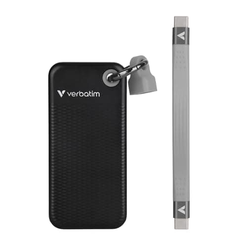 Verbatim Pocket 1TB External SSD, USB-C 3.2 Gen 2, 1000MB/s, Black/Gray