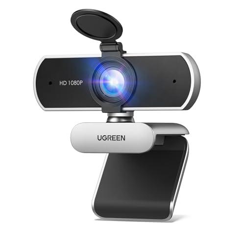 UGREEN Full HD 1080P Webcam with Microphone, 2 Noise-Canceling Mics, 85° Fov & Fixed Focus, Plug and Play, Auto Light Correction, Privacy Cover PC Camera for Zoom/Skype/Teams, Swit