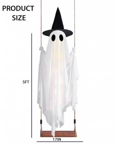 5FT Halloween Swinging Ghost Outdoor Decor,Spooky Hanging Ghost Decorations thumbnail 2