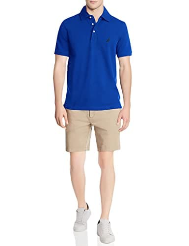 Nautica Men's Short Sleeve Solid Stretch Cotton Pique Polo Shirt Shirt, Bright Cobalt, XX-Large